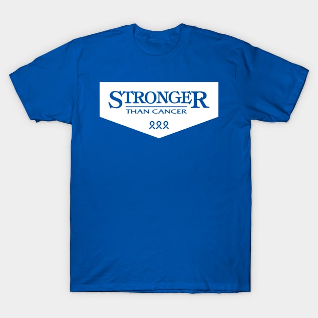 colon cancer Awareness blue ribbon  Stronger Than Cancer T-Shirt by Shaderepublic